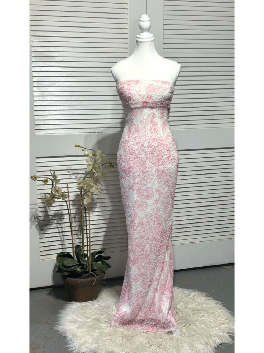 NWT Windsor Olivia Beaded Floral Womens Mermaid Strapless Formal Dress Sz M 3612